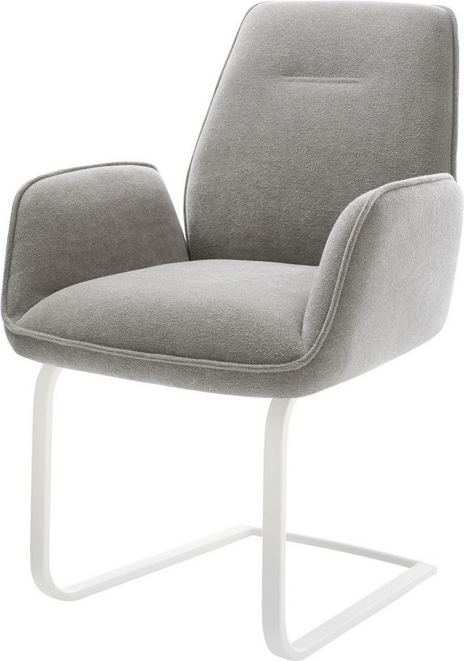 DELIFE Polsterstuhl Zoa-Flex, Freischwinger flach Weiß Strukturstoff Soft Grau Taschenfederkern DELIFE Polsterstuhl Zoa-Flex, Freischwinger flach Weiß Strukturstoff Soft Grau Taschenfederkern von DELIFE