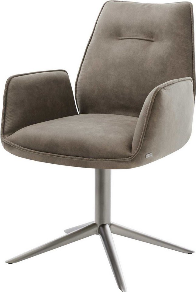 DELIFE Polsterstuhl Zoa-Flex, Fußkreuz Graphit Mikrofaser Taupe Vintage 360° drehbar Wippfunktion Ta von DELIFE