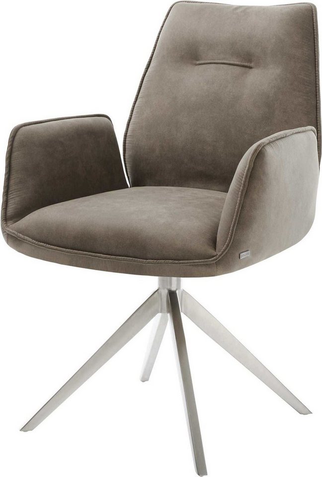 DELIFE Polsterstuhl Zoa-Flex, Kreuzgestell breit Edelstahl Mikrofaser Taupe Vintage 360° drehbar Wip DELIFE Polsterstuhl Zoa-Flex, Kreuzgestell breit Edelstahl Mikrofaser Taupe Vintage 360° drehbar Wip von DELIFE