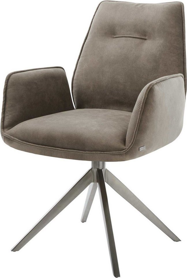 DELIFE Polsterstuhl Zoa-Flex, Kreuzgestell breit Graphit Mikrofaser Taupe Vintage 360° drehbar Wippf von DELIFE