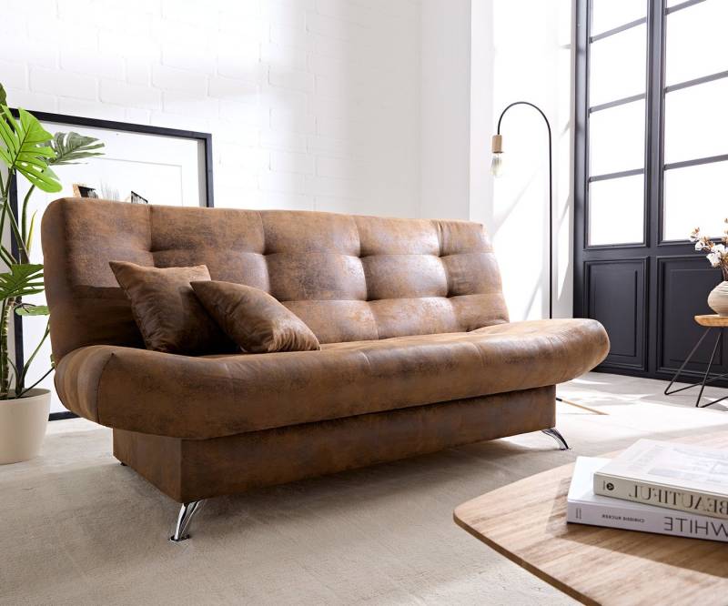 DELIFE Schlafsofa Viola, Braun 190x90 cm mit Bettkasten Schlaffunktion Schlafsofa von DELIFE