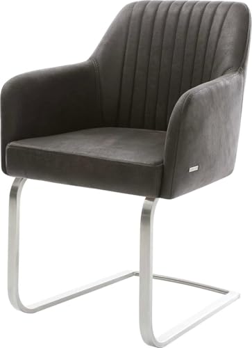 DELIFE Schwingstuhl Greg-Flex Freischwinger flach Edelstahl Mikrofaser Anthrazit Vintage Taschenfederkern von DELIFE