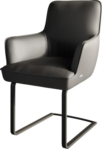 DELIFE Schwingstuhl Heira-Flex mit Armlehnen Freischwinger flach Schwarz Echt-Leder Schwarz Taschenfederkern DELIFE Schwingstuhl Heira-Flex mit Armlehnen Freischwinger flach Schwarz Echt-Leder Schwarz Taschenfederkern von DELIFE