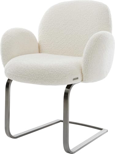 DELIFE Schwingstuhl Nube-Flex mit Armlehnen Freischwinger flach Graphit Bouclé Weiß Taschenfederkern DELIFE Schwingstuhl Nube-Flex mit Armlehnen Freischwinger flach Graphit Bouclé Weiß Taschenfederkern von DELIFE