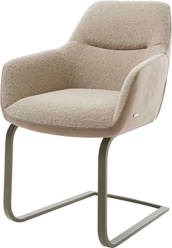 DELIFE Schwingstuhl Pejo-Flex Freischwinger flach Effektfinish Titan Materialmix Schlamm Taschenfederkern von DELIFE