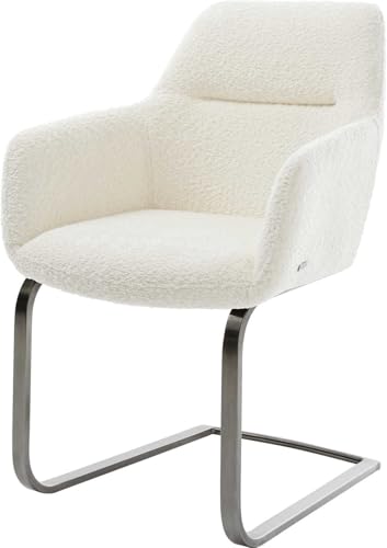 DELIFE Schwingstuhl Pejo-Flex Freischwinger flach Graphit Bouclé Weiß Taschenfederkern von DELIFE