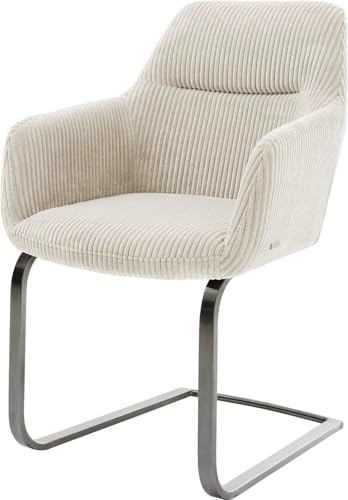 DELIFE Schwingstuhl Pejo-Flex Freischwinger flach Graphit Cord Beige Taschenfederkern von DELIFE