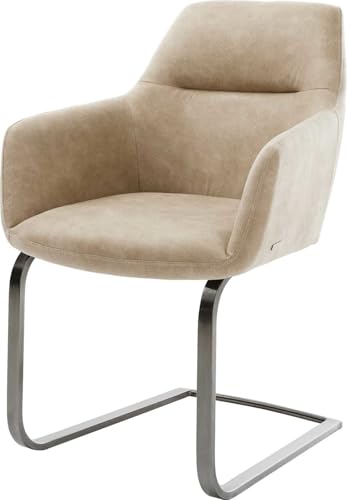 DELIFE Schwingstuhl Pejo-Flex Freischwinger flach Graphit Mikrofaser Beige Vintage Taschenfederkern von DELIFE