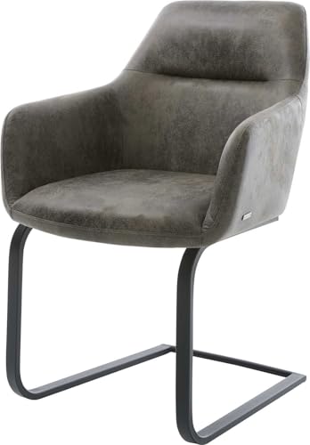 DELIFE Schwingstuhl Pejo-Flex Freischwinger flach Schwarz Mikrofaser Grau Antik Taschenfederkern von DELIFE