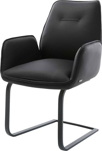 DELIFE Schwingstuhl Zoa-Flex Freischwinger flach Schwarz Echt-Leder Schwarz Taschenfederkern von DELIFE