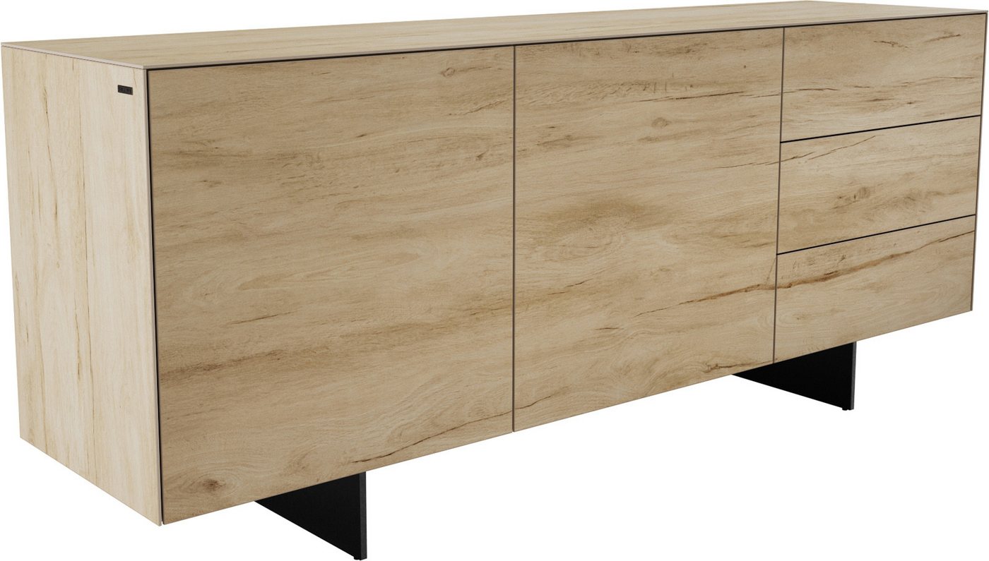 DELIFE Sideboard Cuor, Keramik Laminam® Sabbia Eichefarbig 180 cm 2 Türen 3 Schubfächer Fuß S von DELIFE