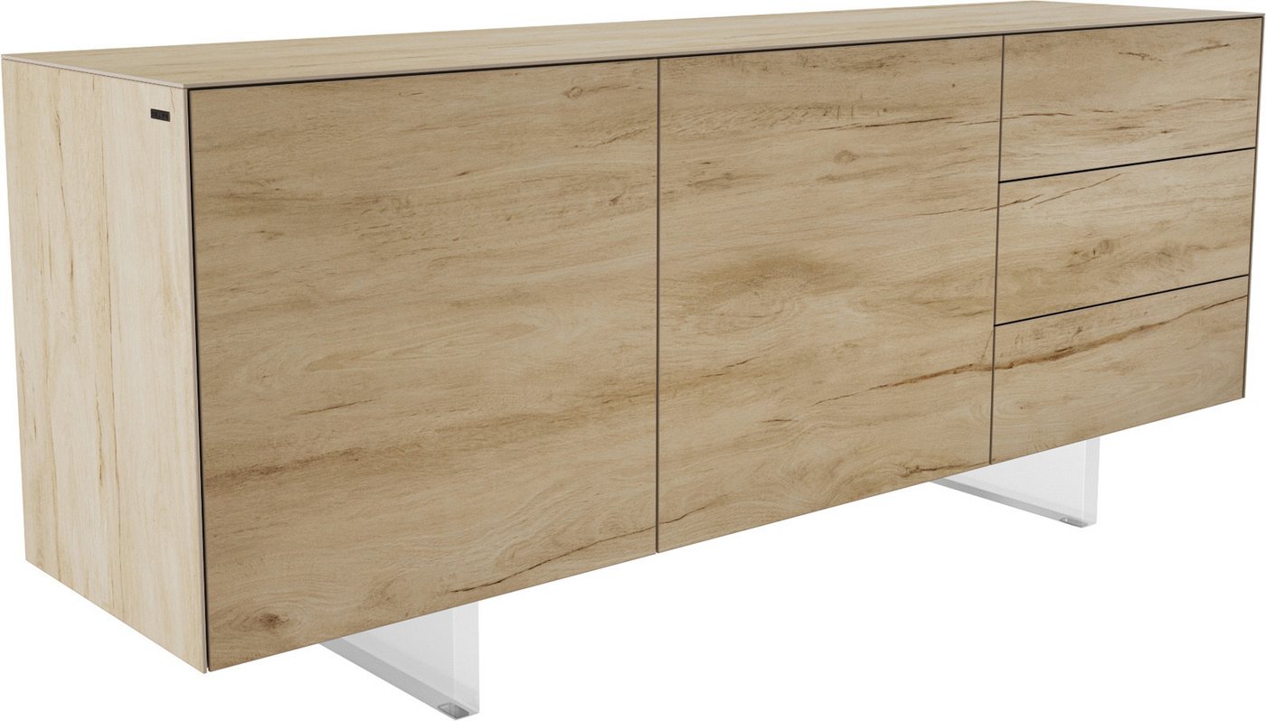 DELIFE Sideboard Cuor, Keramik Laminam® Sabbia Eichefarbig 180 cm 2 Türen 3 Schubfächer Fuß S von DELIFE