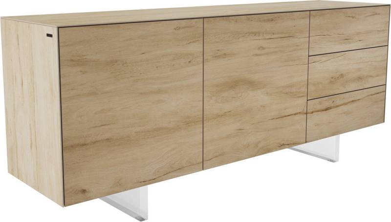 DELIFE Sideboard Cuor, Keramik Laminam® Sabbia Eichefarbig 180 cm 2 Türen 3 Schubfächer Fuß S von DELIFE