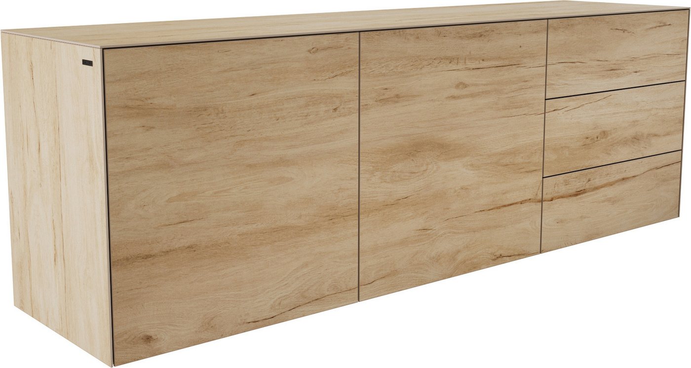 DELIFE Sideboard Cuor, Keramik Laminam® Sabbia Eichefarbig 180 cm 2 Türen 3 Schubfächer Schwe von DELIFE