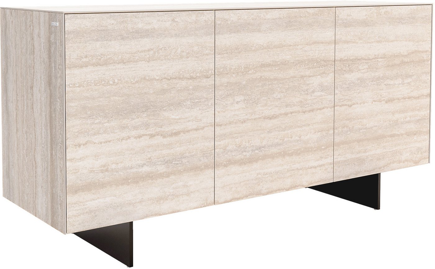 DELIFE Sideboard Cuor, Keramik Laminam® Travertino Bianco Creme-Weiß 150 cm 3 Türen Fuß Schwe von DELIFE