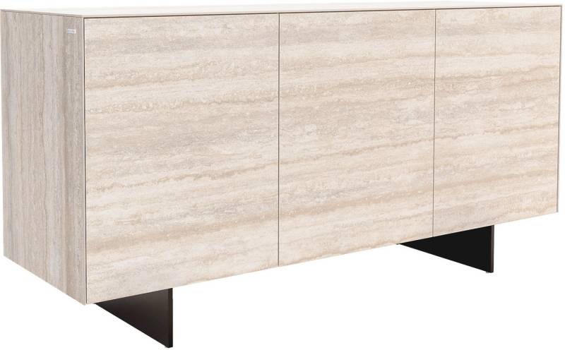 DELIFE Sideboard Cuor, Keramik Laminam® Travertino Bianco Creme-Weiß 150 cm 3 Türen Fuß Schwe von DELIFE