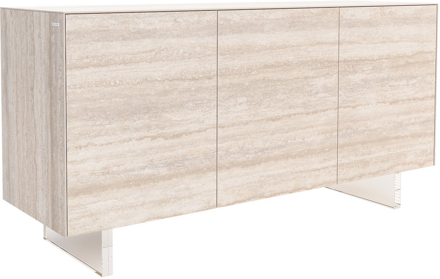 DELIFE Sideboard Cuor, Keramik Laminam® Travertino Bianco Creme-Weiß 150 cm 3 Türen Fuß Schwe von DELIFE