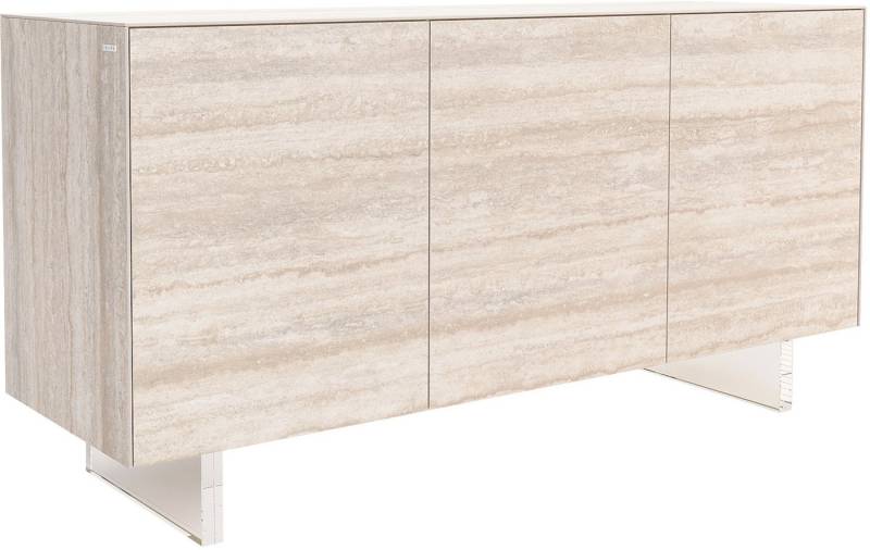 DELIFE Sideboard Cuor, Keramik Laminam® Travertino Bianco Creme-Weiß 150 cm 3 Türen Fuß Schwe von DELIFE