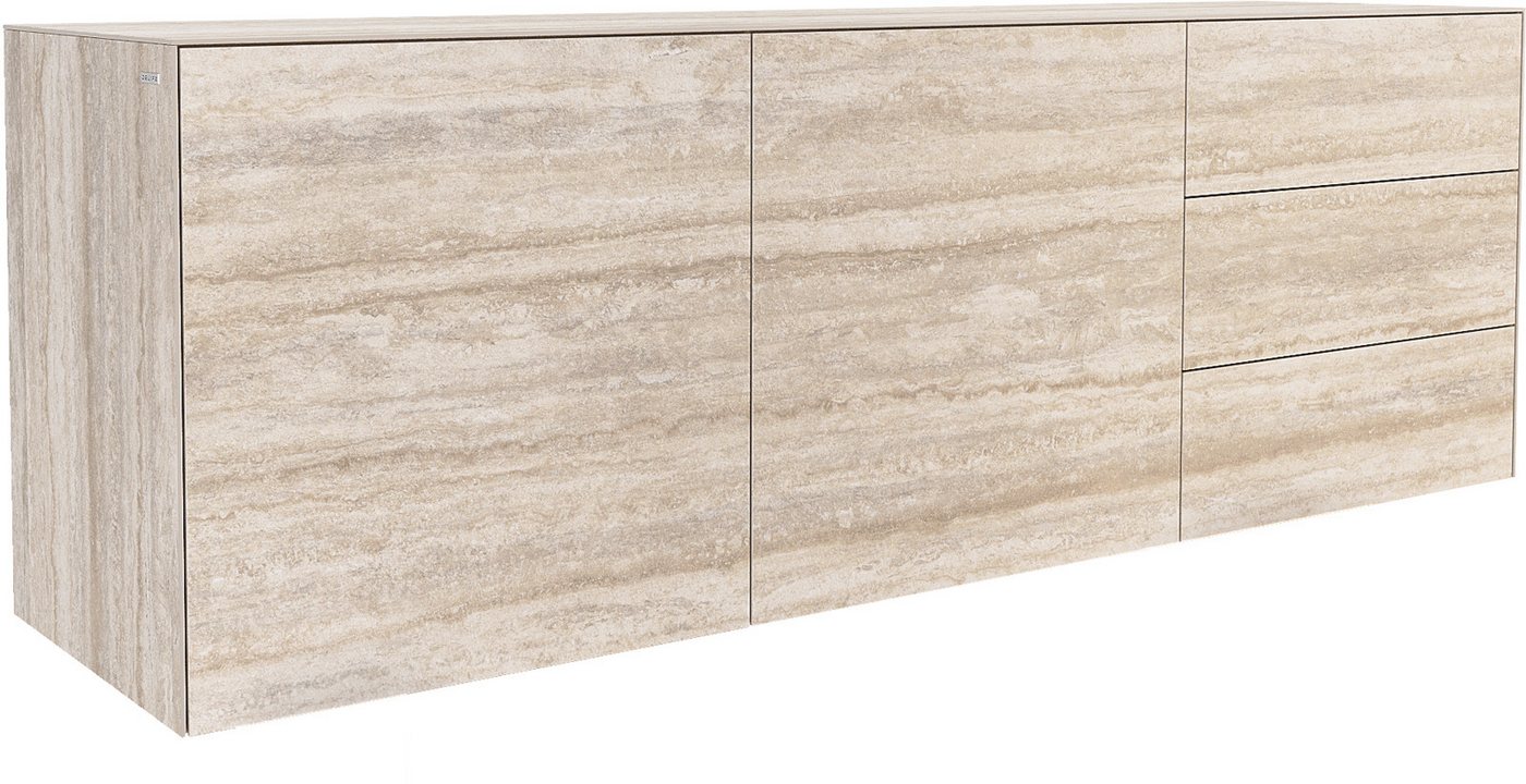 DELIFE Sideboard Cuor, Keramik Laminam® Travertino Bianco Creme-Weiß 180 cm 2 Türen 3 Schubfä von DELIFE