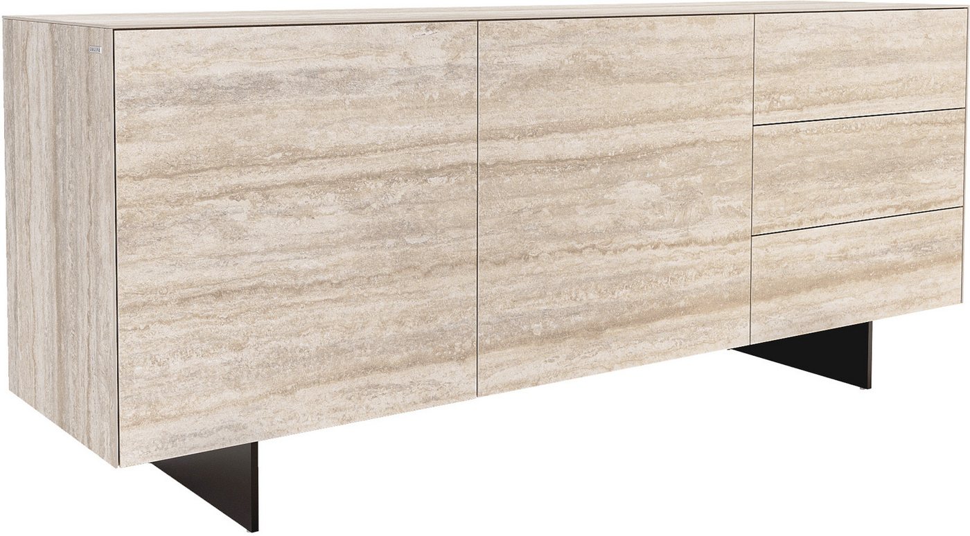 DELIFE Sideboard Cuor, Keramik Laminam® Travertino Bianco Creme-Weiß 180 cm 2 Türen 3 Schubfä von DELIFE