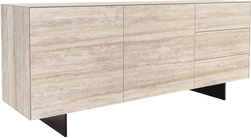DELIFE Sideboard Cuor, Keramik Laminam® Travertino Bianco Creme-Weiß 180 cm 2 Türen 3 Schubfä von DELIFE