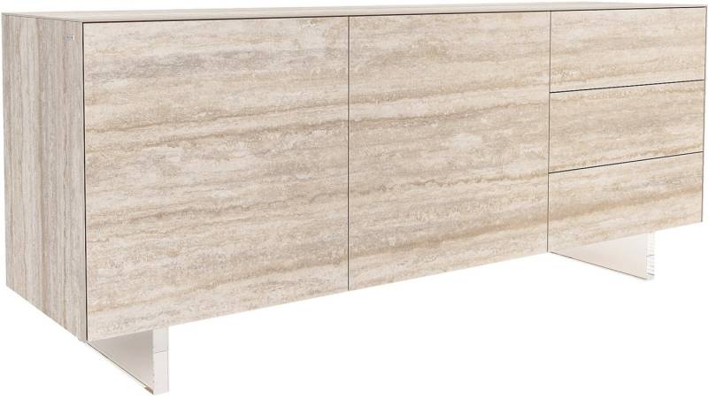 DELIFE Sideboard Cuor, Keramik Laminam® Travertino Bianco Creme-Weiß 180 cm 2 Türen 3 Schubfä von DELIFE