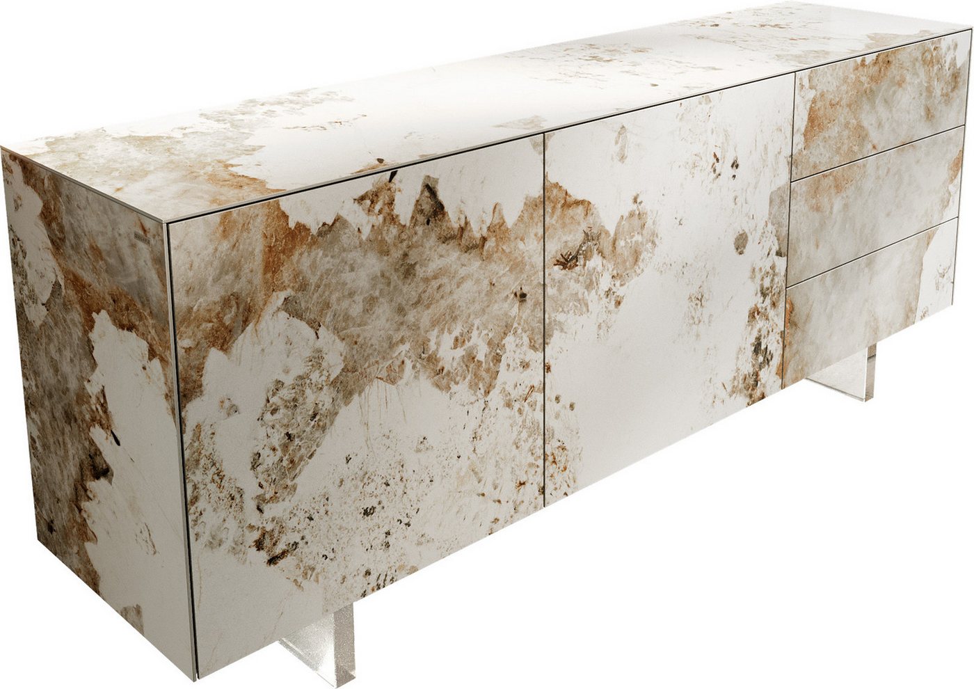 DELIFE Sideboard Cuor, Keramik Minas Melange Weiß-Beige 180 cm 2 Türen 3 Schubfächer Fuß Schw DELIFE Sideboard Cuor, Keramik Minas Melange Weiß-Beige 180 cm 2 Türen 3 Schubfächer Fuß Schw von DELIFE