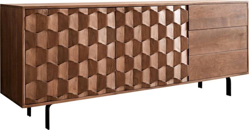 DELIFE Sideboard Fevo, Akazie Braun 175 cm 2 Türen 3 Schubfächer L-Fuß Sideboard von DELIFE