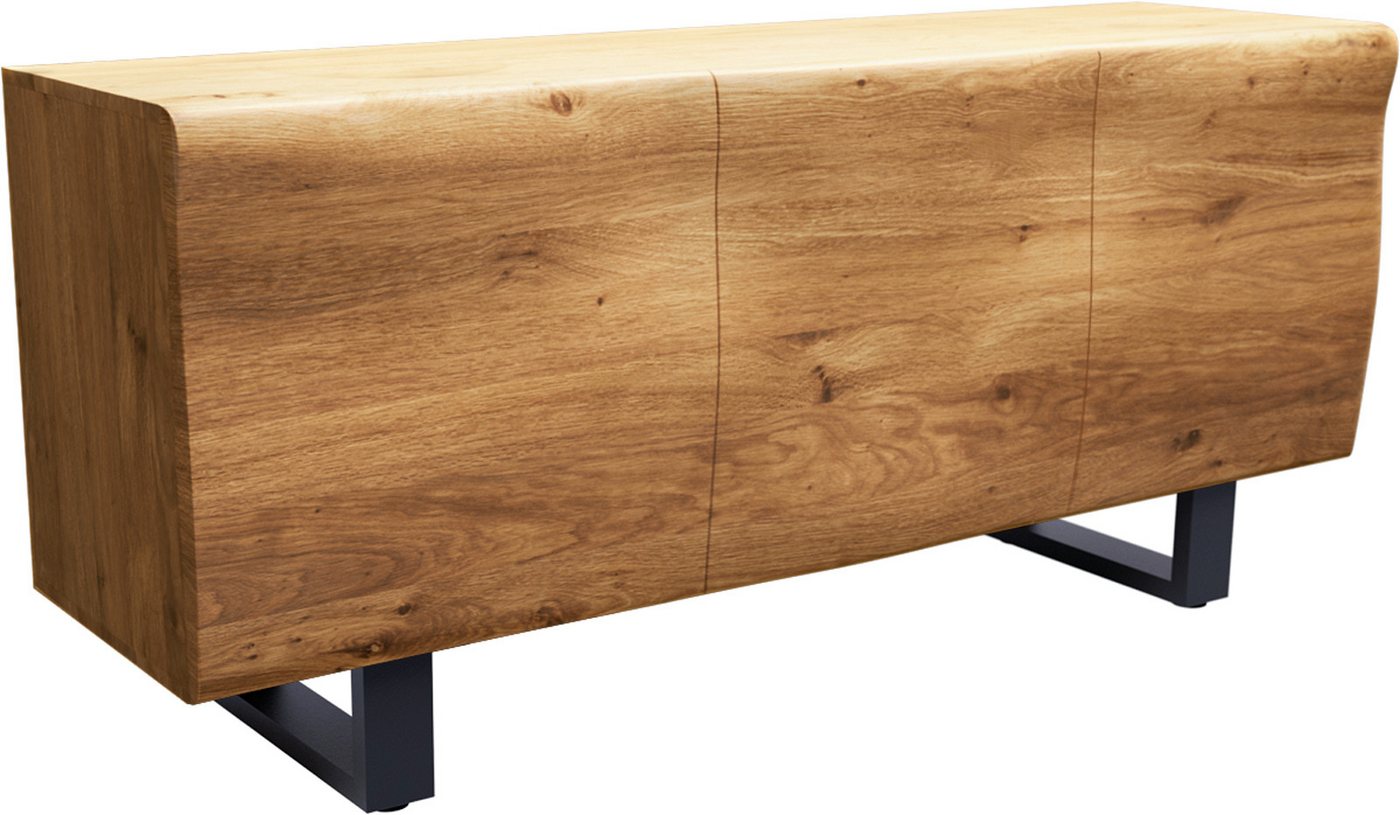 DELIFE Sideboard New, Live-Edge Eiche Natur 145 cm 3 Türen Kufe Metall Schwarz Sideboard DELIFE Sideboard New, Live-Edge Eiche Natur 145 cm 3 Türen Kufe Metall Schwarz Sideboard von DELIFE
