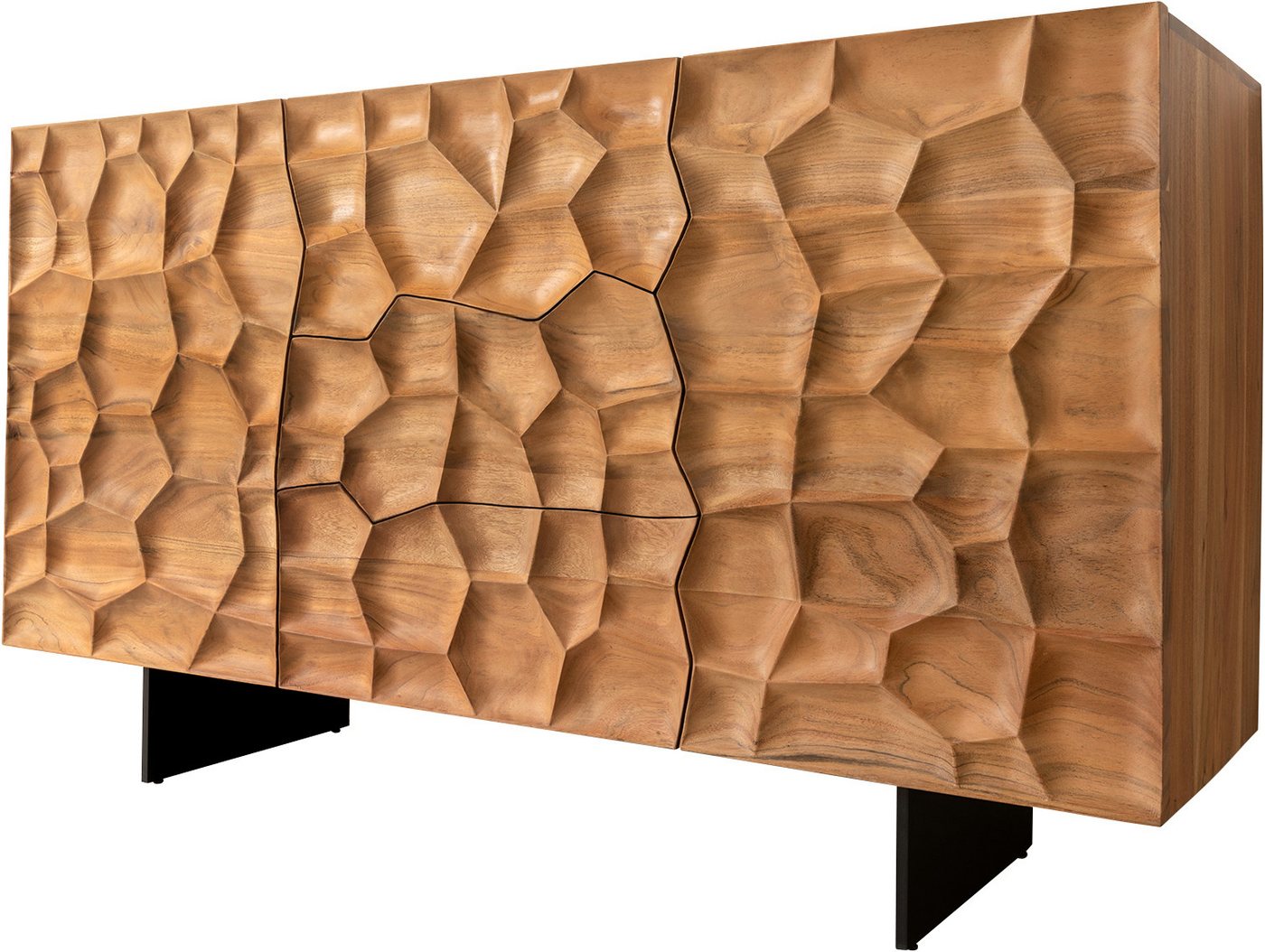 DELIFE Sideboard Solu, Akazie Natur 145 cm 2 Türen 3 Schübe Sideboard 3D-Front DELIFE Sideboard Solu, Akazie Natur 145 cm 2 Türen 3 Schübe Sideboard 3D-Front von DELIFE