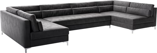 DELIFE Sofa Elio Lederimitat Vintage Anthrazit 400x185 cm XL Wohnlandschaft von DELIFE