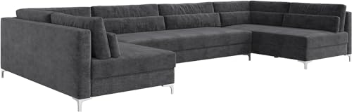 DELIFE Sofa Elio Mikrofaser Graphite 400x185 cm XL Wohnlandschaft von DELIFE