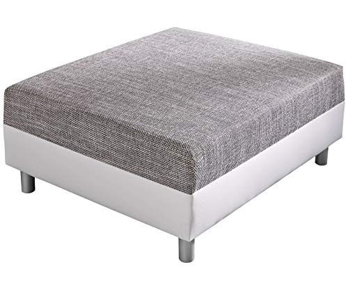 DELIFE Sofa-Hocker Clovis Weiss/Hellgrau Modul B98 x T83 Strukturstoff Sitzhocker von DELIFE