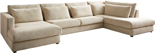 DELIFE Sofa Isla Chenille Beige 430x225 cm Ottomane rechts Wohnlandschaft von DELIFE