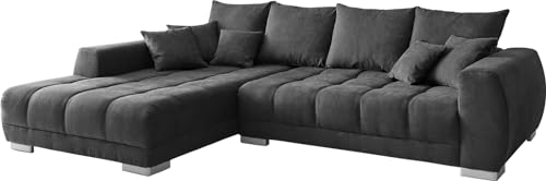 DELIFE Sofa Josea Mikrofaser Schwarz 300x220 cm Recamiere Links Ecksofa von DELIFE