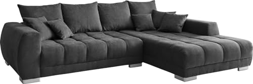 DELIFE Sofa Josea Mikrofaser Schwarz 300x220 cm Recamiere rechts Ecksofa von DELIFE