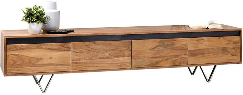 DELIFE TV-Board Stonegrace, Akazie Natur Schiefer 200 cm 4 Schübe Designer Lowboard von DELIFE