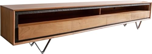 DELIFE TV-Board Stonegrace Akazie Natur 240 cm 2 Fächer 4 Schubladen Steinfurnier V-Fuß von DELIFE