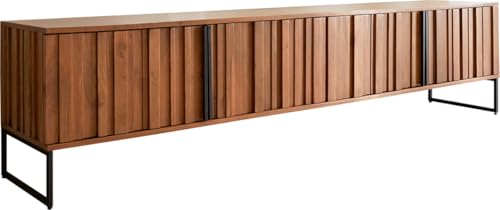 DELIFE TV-Tisch Sivela Mango Braun Metall Schwarz 200 cm 4 Türen Lowboard von DELIFE