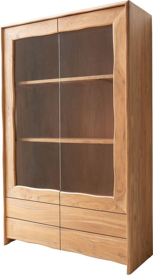 DELIFE Vitrine Live-Edge Akazie Natur 120x190 cm 2 Türen 4 Schubladen Massiv Highboard DELIFE Vitrine Live-Edge Akazie Natur 120x190 cm 2 Türen 4 Schubladen Massiv Highboard von DELIFE