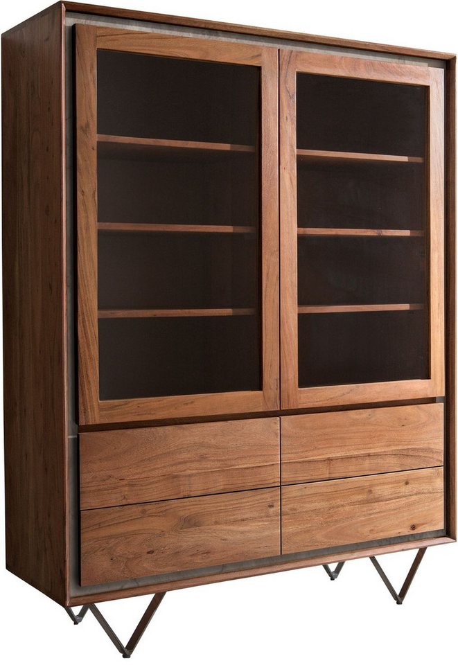 DELIFE Vitrine Stonegrace Akazie Braun Steinfurnier 120x150 cm 2 Türen 4 Schübe V-Fuß DELIFE Vitrine Stonegrace Akazie Braun Steinfurnier 120x150 cm 2 Türen 4 Schübe V-Fuß von DELIFE