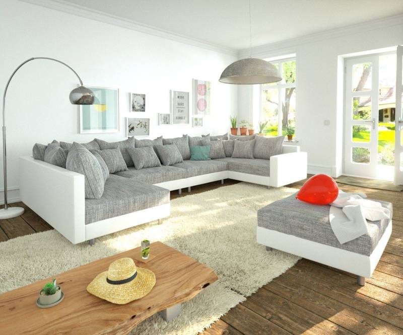 DELIFE Wohnlandschaft Clovis, XL Weiss Hellgrau Modulsofa Hocker Armlehne Wohnlandschaft DELIFE Wohnlandschaft Clovis, XL Weiss Hellgrau Modulsofa Hocker Armlehne Wohnlandschaft von DELIFE