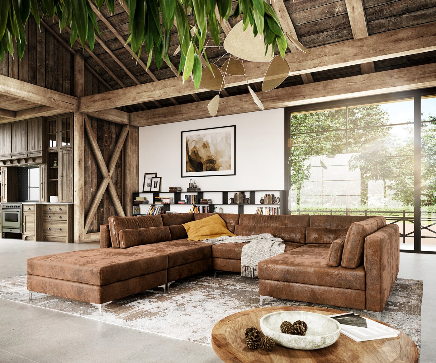 DELIFE Wohnlandschaft Elio, Lederimitat Vintage Braun Antik 300x185 cm mit Hocker Wohnlandschaft DELIFE Wohnlandschaft Elio, Lederimitat Vintage Braun Antik 300x185 cm mit Hocker Wohnlandschaft von DELIFE