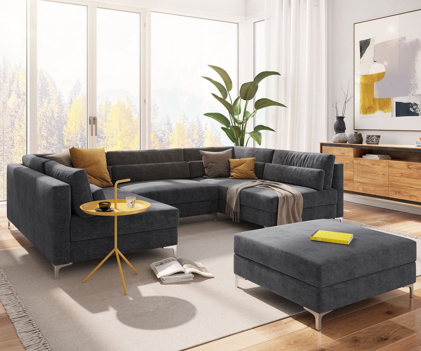 DELIFE Wohnlandschaft Elio, Mikrofaser Graphite 300x185 cm mit Hocker Wohnlandschaft DELIFE Wohnlandschaft Elio, Mikrofaser Graphite 300x185 cm mit Hocker Wohnlandschaft von DELIFE