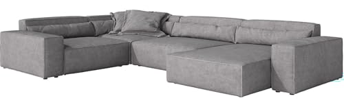 DELIFE Wohnlandschaft Sirpio XL Mikrofaser Grau 360x260 cm Recamiere variabel von DELIFE