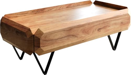 DELIFE Wohnzimmertisch Kiano Akazie Natur 100x50 cm 2 Schübe V-Fuß Schwarz DELIFE Wohnzimmertisch Kiano Akazie Natur 100x50 cm 2 Schübe V-Fuß Schwarz von DELIFE