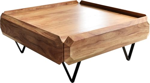 DELIFE Wohnzimmertisch Kiano Akazie Natur 90x90 cm 2 Schübe V-Fuß Schwarz DELIFE Wohnzimmertisch Kiano Akazie Natur 90x90 cm 2 Schübe V-Fuß Schwarz von DELIFE