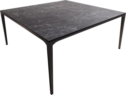 DELIFE Wohnzimmertisch Levente Keramik Laminam®Nero Greco Anthrazit 85x85 cm Gestell Metall Schwarz von DELIFE