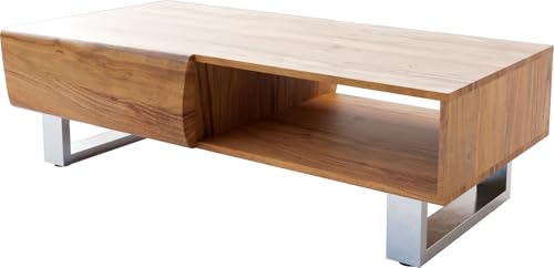 Wohnzimmertisch New Live-Edge Akazie Natur 115x60 cm 2 Schubladen 1 Fach Kufe Edelstahl gebürstet Couchtisch Wohnzimmertisch New Live-Edge Akazie Natur 115x60 cm 2 Schubladen 1 Fach Kufe Edelstahl gebürstet Couchtisch von DELIFE