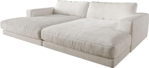 DELIFE XXL-Sofa Cubico Cord Beige 290x170 cm Big-Sofa von DELIFE